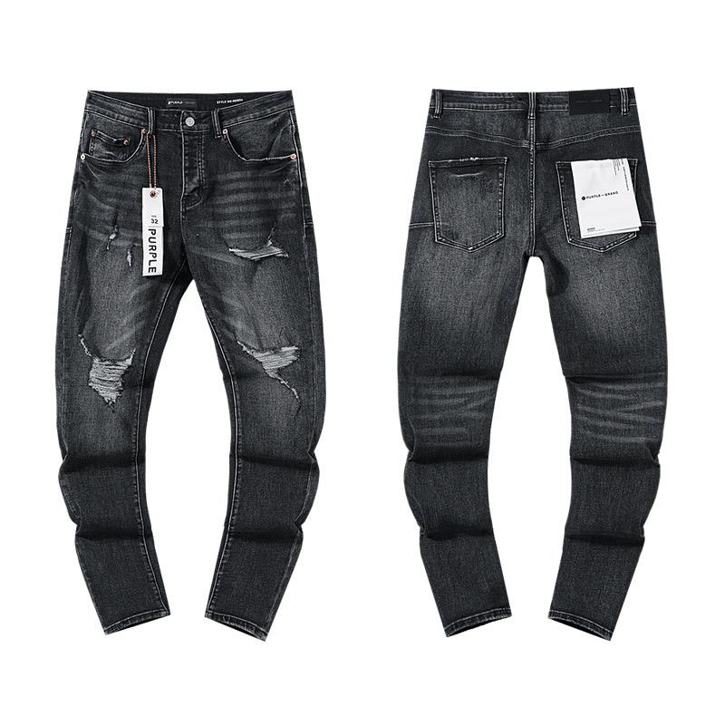 Herren-Tatters Splash Paint Slim Ripped Badge Stretch Jeans Retro High-End-Herrenhose 32 von Joom DACH