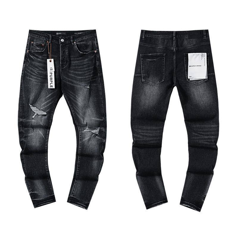 Herren-Tatters Splash Paint Slim Ripped Badge Stretch Jeans Retro High-End-Herrenhose 34 von Joom DACH