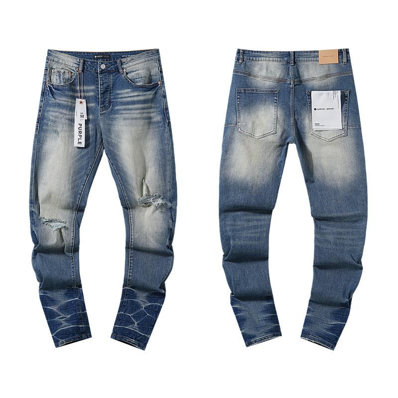 Herren-Tatters Splash Paint Slim Ripped Badge Stretch Jeans Retro High-End-Herrenhose 36 von Joom DACH
