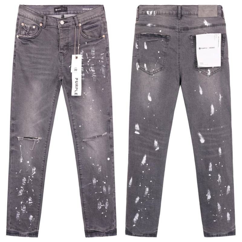 Herren-Tatters Splash Paint Slim Ripped Badge Stretch Jeans Retro High-End-Herrenhose 38 von Joom DACH