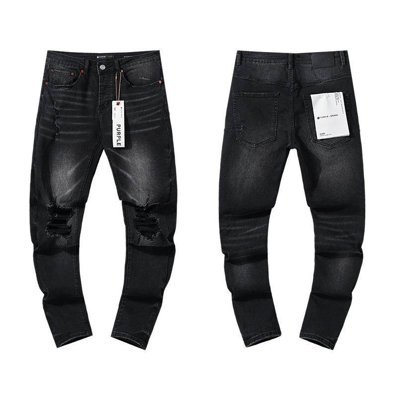 Herren-Tatters Splash Paint Slim Ripped Badge Stretch Jeans Retro High-End-Herrenhose 38 von Joom DACH