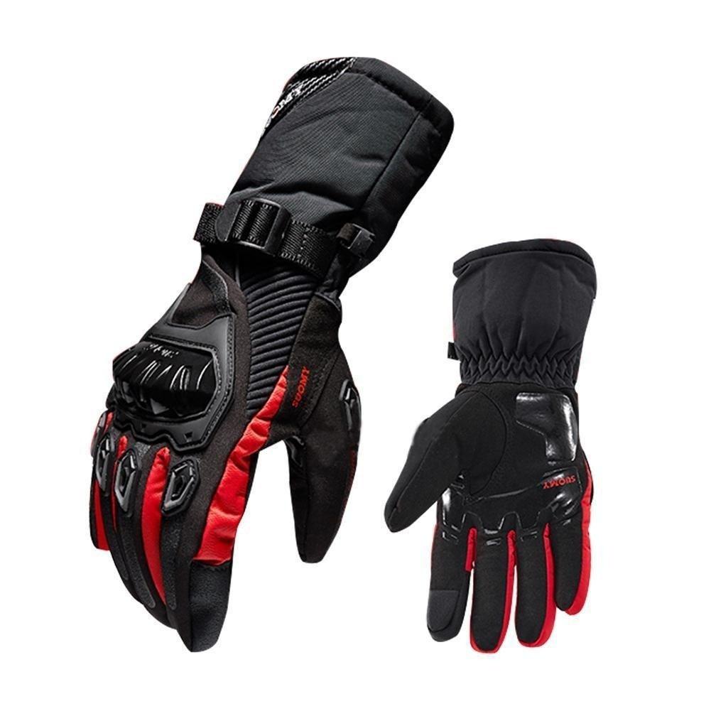 Herren-Thermohandschuhe für den Winter, Outdoor-Sport, wasserdicht und winddicht, -30/-40 °C, Thermo-Handschuhe für Motorrad, Ski, Snowboard, Touchscreen XL rot von Joom DACH