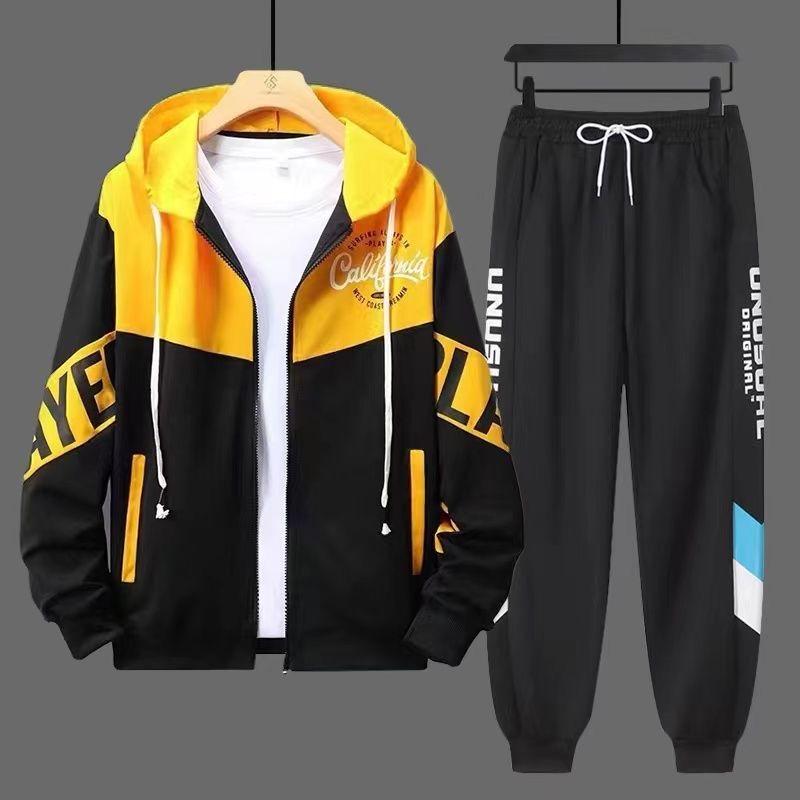 Herren-Trainingsanzüge, 2-teilige Trainingsanzüge, Herren-Strickjacke mit Reißverschluss, bedruckt, Sweatshirts, Jogginghosen, Sets, Sportbekleidung L von Joom DACH