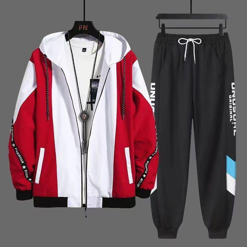 Herren-Trainingsanzüge, 2-teilige Trainingsanzüge, Herren-Strickjacke mit Reißverschluss, bedruckt, Sweatshirts, Jogginghosen, Sets, Sportbekleidung L von Joom DACH