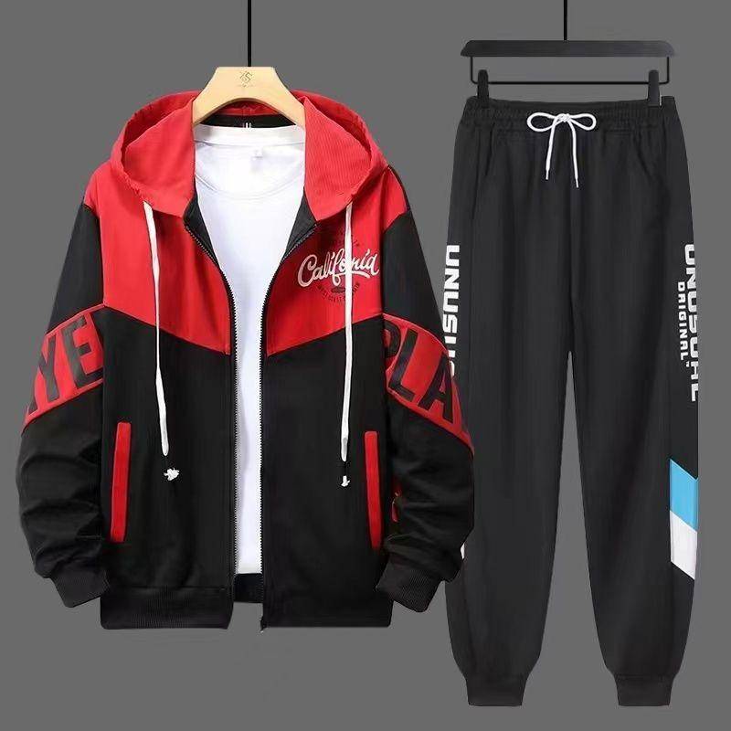 Herren-Trainingsanzüge, 2-teilige Trainingsanzüge, Herren-Strickjacke mit Reißverschluss, bedruckt, Sweatshirts, Jogginghosen, Sets, Sportbekleidung M von Joom DACH