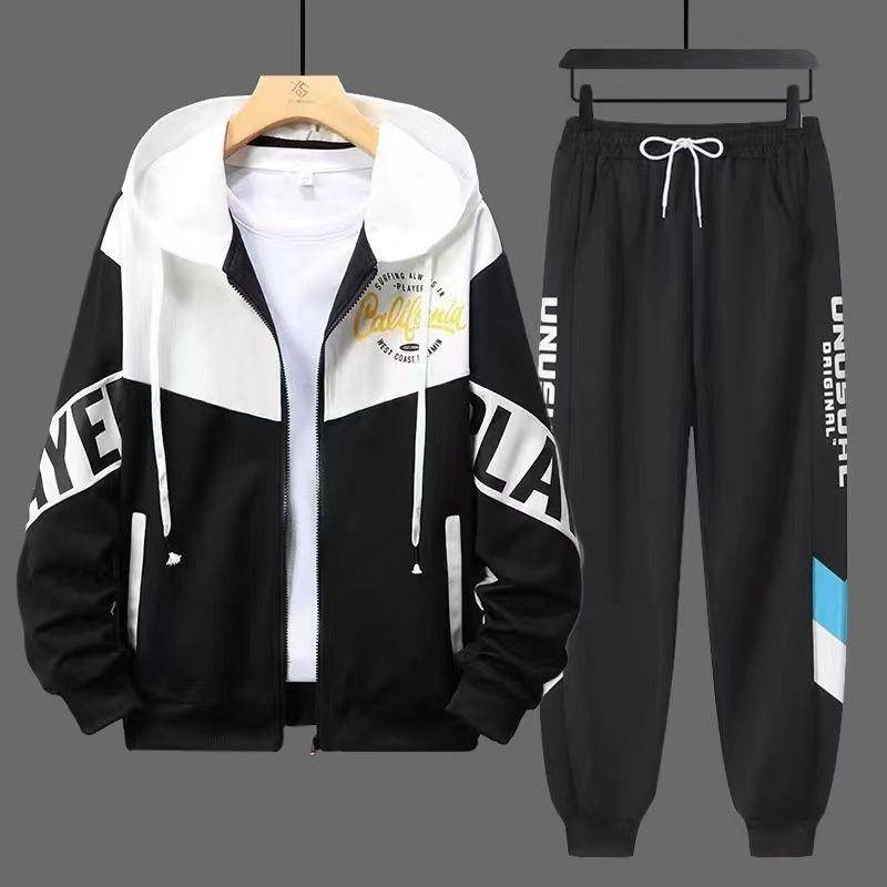 Herren-Trainingsanzüge, 2-teilige Trainingsanzüge, Herren-Strickjacke mit Reißverschluss, bedruckt, Sweatshirts, Jogginghosen, Sets, Sportbekleidung S von Joom DACH