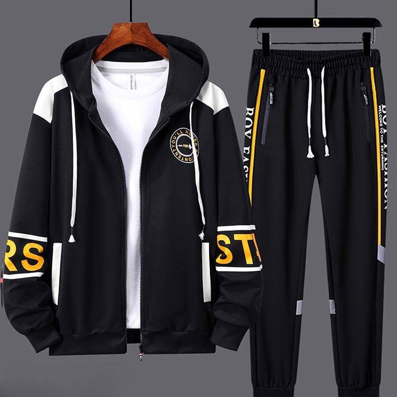 Herren-Trainingsanzüge, 2-teilige Trainingsanzüge, Herren-Strickjacke mit Reißverschluss, bedruckt, Sweatshirts, Jogginghosen, Sets, Sportbekleidung XXXXL weiß von Joom DACH