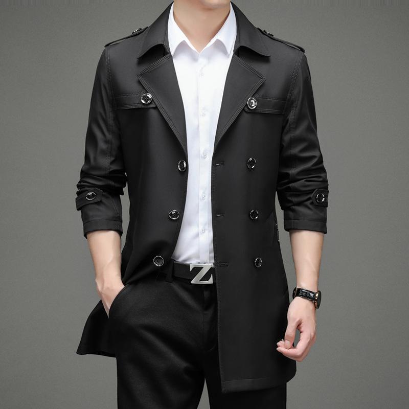 Herren Trenchcoat Casual Mantel Herren Herbst Langarm Trend In Der Langen Lockeren Dünn Jugend Einfarbig 3XL von Joom DACH