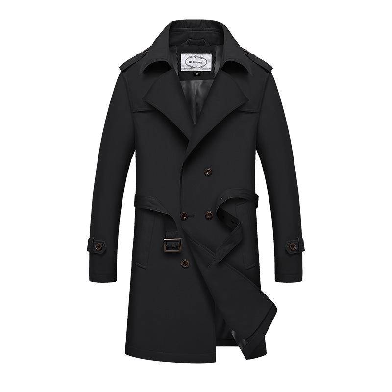 Herren Trenchcoat fürs Büro, winddichte Jacke, lässiger Trenchcoat in Übergröße 2XL schwarz von Joom DACH