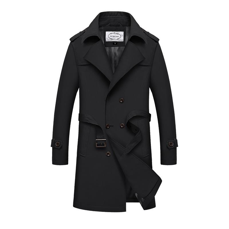 Herren Trenchcoat fürs Büro, winddichte Jacke, lässiger Trenchcoat in Übergröße 4XL schwarz von Joom DACH