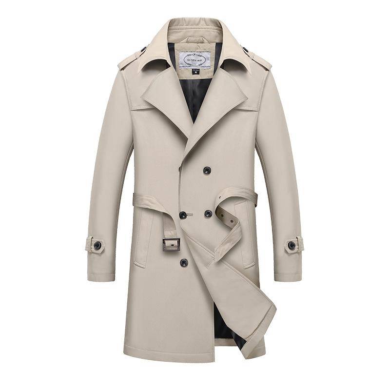 Herren Trenchcoat fürs Büro, winddichte Jacke, lässiger Trenchcoat in Übergröße XL beige von Joom DACH