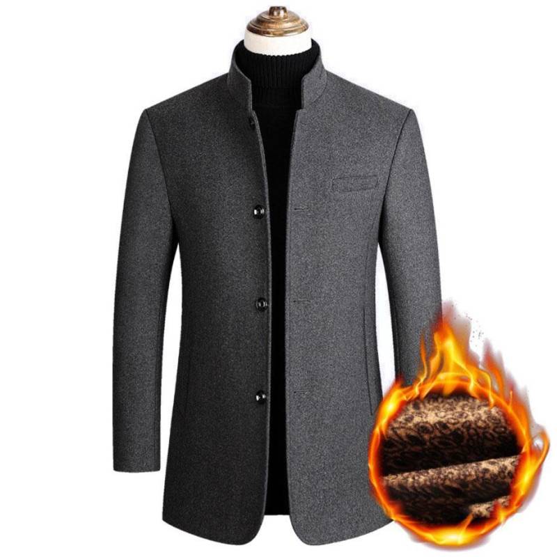 Herren Trenchcoats aus Wolle und Kaschmir, Blazer, Jacken, Stehkragen, Business Casual, Anzüge, Mäntel, Winterjacken und -mäntel XS grau von Joom DACH