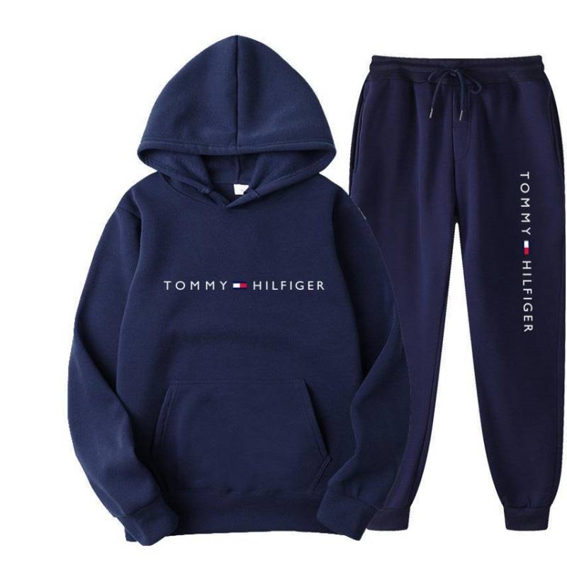 Herren Trendiger Fleece Hoodie Set - Lässiges Herbst-/Frühlings-Sweatshirt mit Aufdruck Extra Large navy blau von Joom DACH