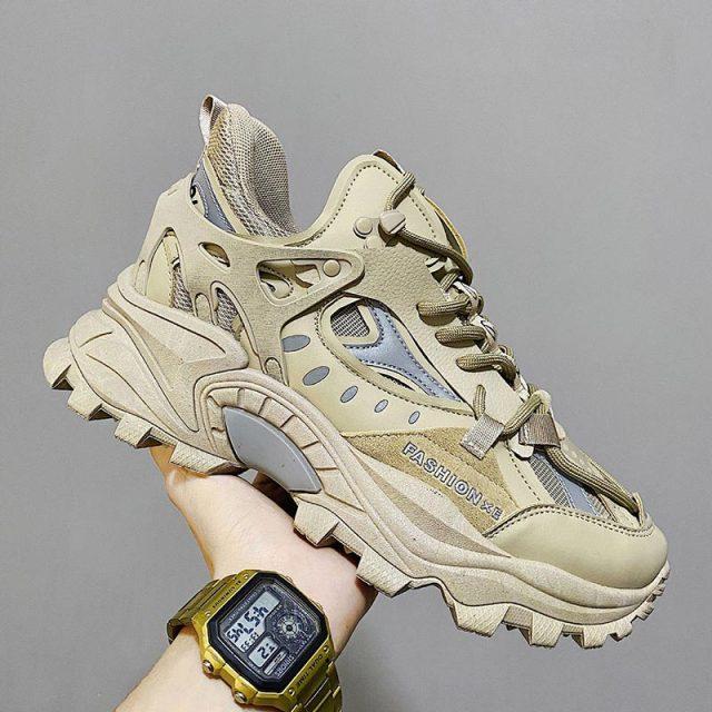 Herren-Turnschuhe, atmungsaktiv, dämpfend, Sportschuhe, Paar, Freizeitschuhe, dicke Sohle, Laufschuhe, Wanderschuhe, Sport-Turnschuhe 42 khaki von Joom DACH