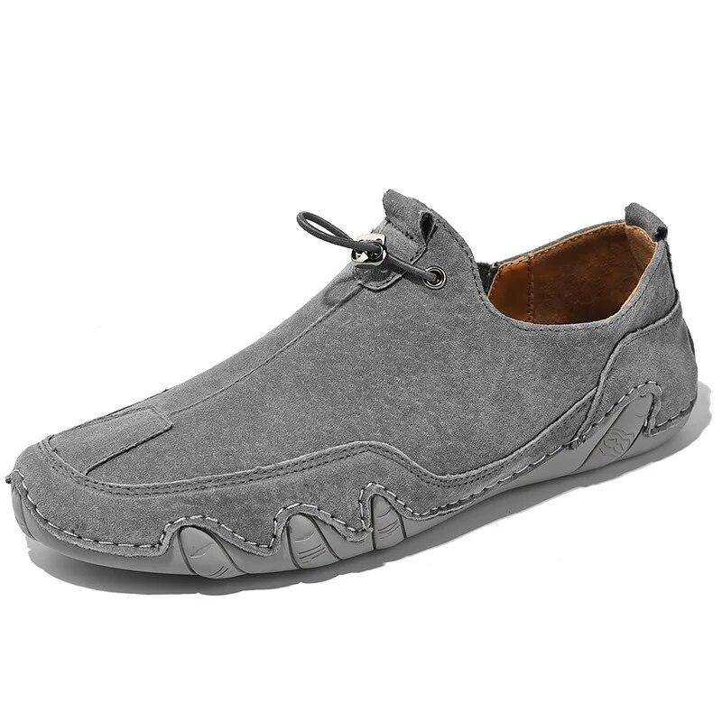 Herren-Turnschuhe, lässige Slip-On-Loafer, helle Outdoor-Wohnungen, Herbst-Echtes-Leder-Schuhe, bequeme einfarbige Herren-Turnschuhe 42 von Joom DACH