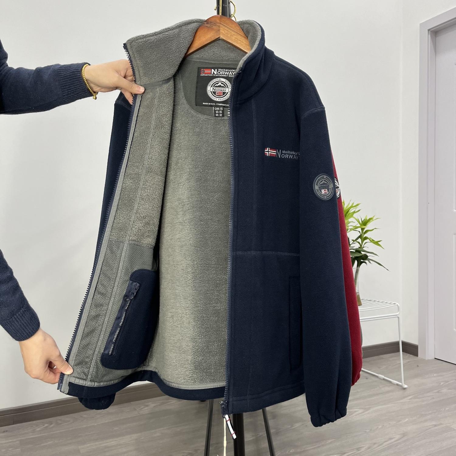Herren Übergröße Norwegen Fleecejacke - Doppelseitig Plüsch, Dick, Warm, Lässig, Herbst/Winter Oberbekleidung XXL 86-95 kg navy blau von Joom DACH