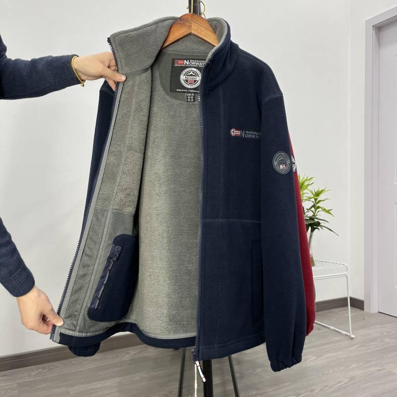 Herren Übergröße Norwegen Fleecejacke - Doppelseitig Plüsch, Dick, Warm, Lässig, Herbst/Winter Oberbekleidung XXL 86-95 kg navy blau von Joom DACH