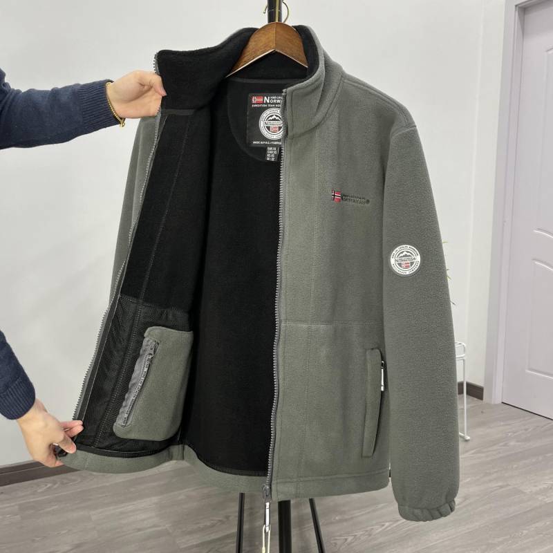 Herren Übergröße Norwegen Fleecejacke - Doppelseitig Plüsch, Dick, Warm, Lässig, Herbst/Winter Oberbekleidung XXXL 95-109 kg graue von Joom DACH
