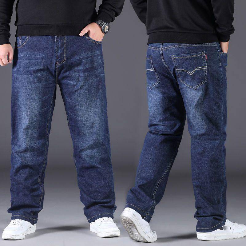 Herren Übergröße Schwarze Jeans 10XL Übergröße Hohe Taille Weite Hose Ehemann Plus Size Weite Jeanshose Blau Männliche Jeans 44 von Joom DACH