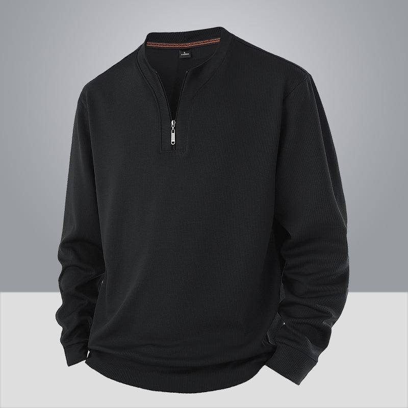 Herren Übergröße Sweatshirt mit halbem Reißverschluss - Weicher und hochwertiger Stoff Rundhals-Design locker lässig Sport Langarm 9XL schwarz von Joom DACH