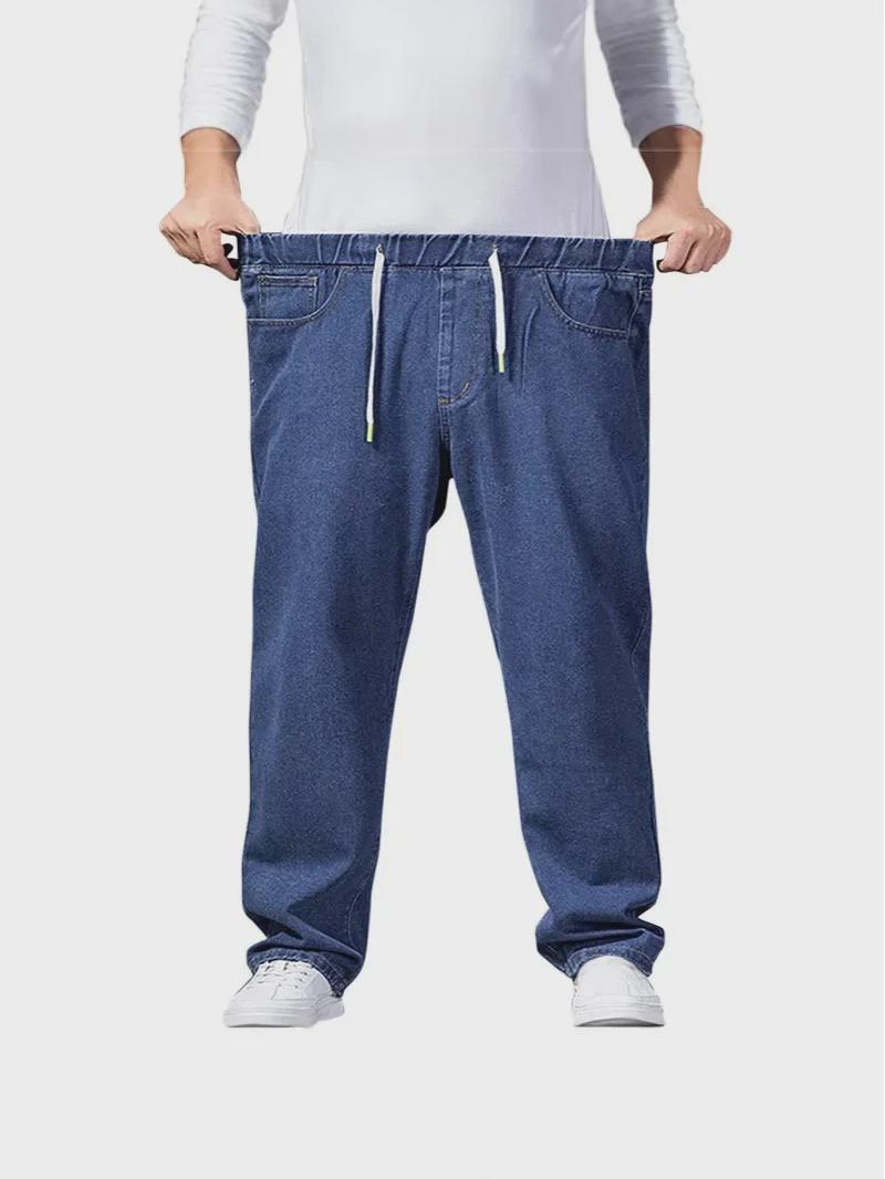 Herren Übergröße Weitbeinige Gerade Jeans - Herbst Dicke Denimhose 4XL dunkelblaue von Joom DACH