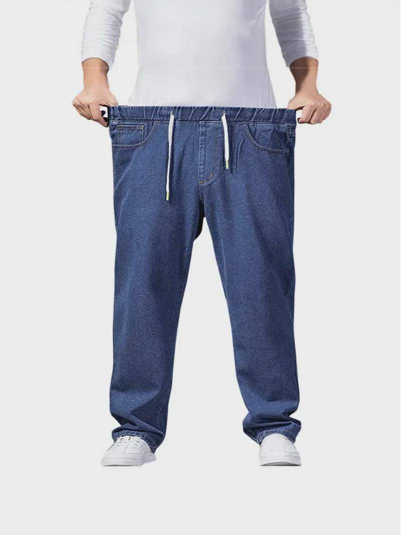 Herren Übergröße Weitbeinige Gerade Jeans - Herbst Dicke Denimhose 4XL dunkelblaue von Joom DACH