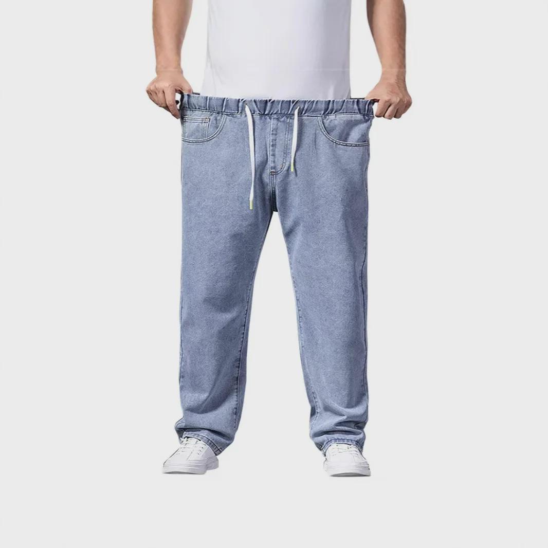 Herren Übergröße Weitbeinige Gerade Jeans - Herbst Dicke Denimhose 5XL hellblaue von Joom DACH