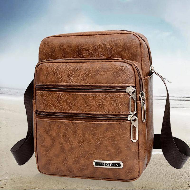 Herren Umhängetasche Mode Einfach All-Match PU Leder Tasche Retro Herren Schultertaschen Reißverschlussrichtung Zufällig One Size kaffeebraun von Joom DACH