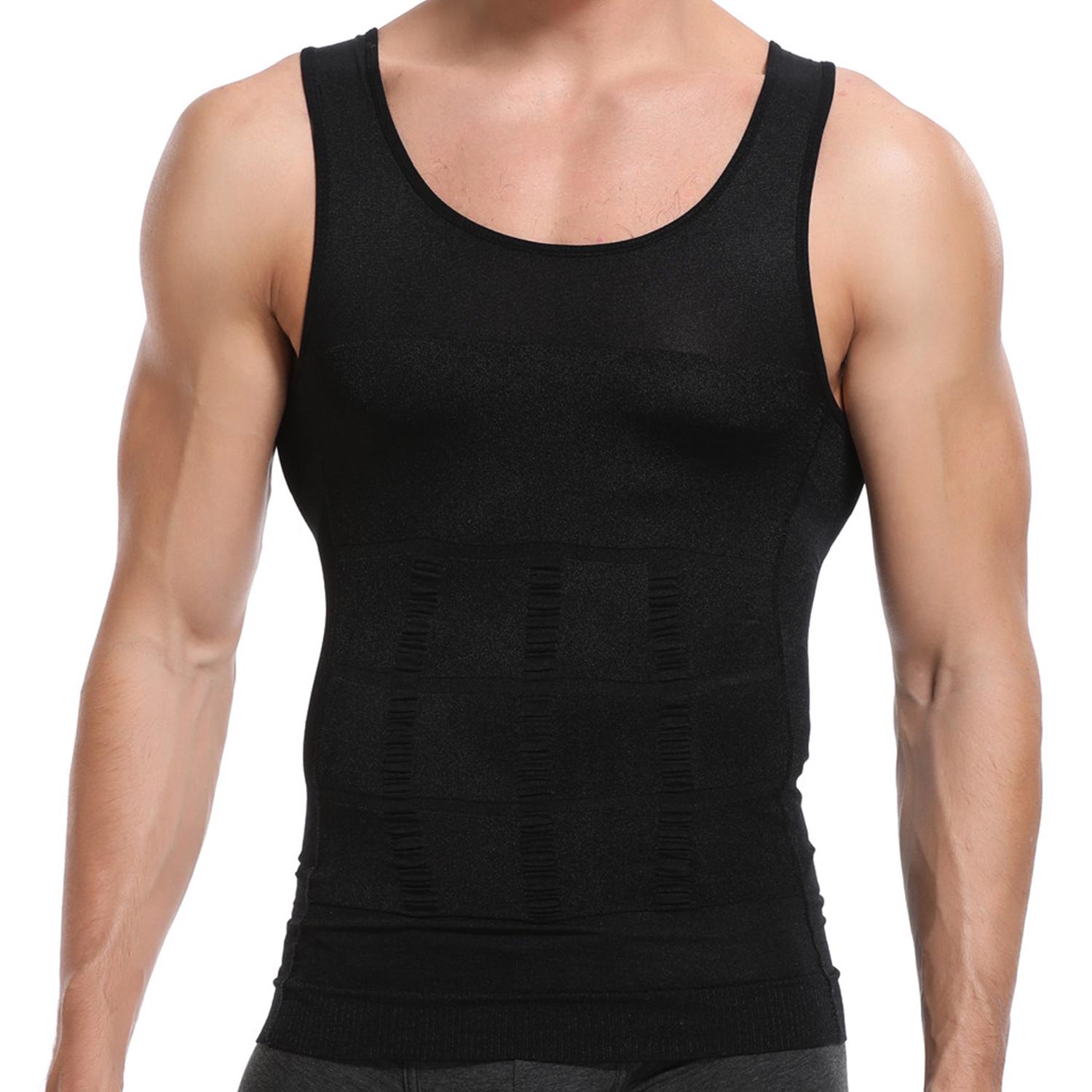 Herren-Unterhemden, Schlankheitsweste, Taillentrainer, Body Shaper, Bauchkontrolle, Oberteile, Shapewear, Bauchtaille-Trimmer, Hemden, Basisschicht-Unterwäsche M schwarz von Joom DACH