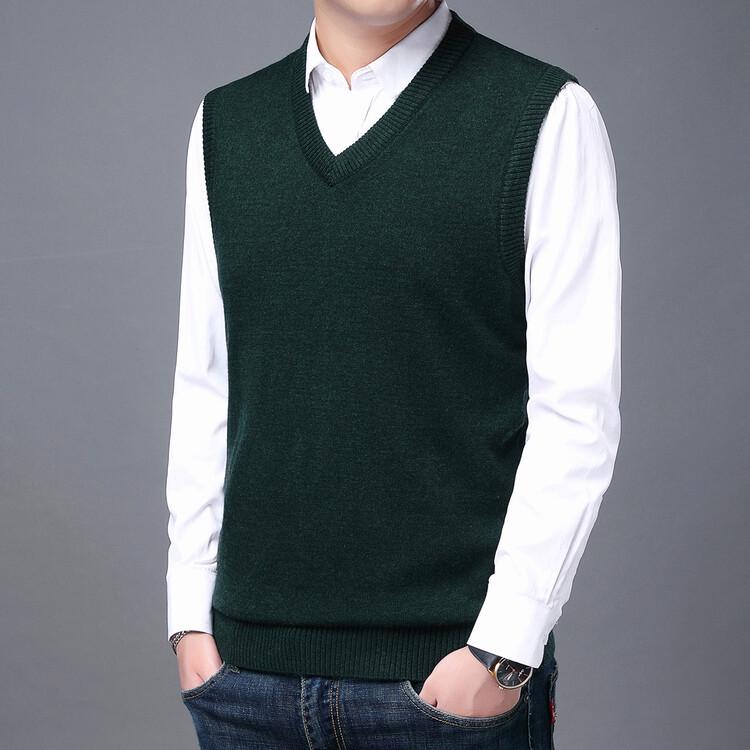 Herren V-Ausschnitt Übergröße Wollweste - Lässiger Herbst/Winter Strickpullover, Ärmelloser Pullover für Mittelalte und Junge XL von Joom DACH