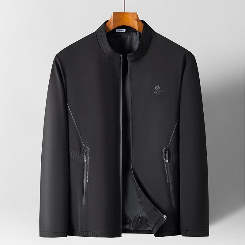 Herren Vatermantel Frühling und Sommer Freizeit Einfarbige Jacke All Match Jacke Mittleren Alters und Älterer Baseball Kleidung Frühling und Herbst Dünn 4XL/195 von Joom DACH