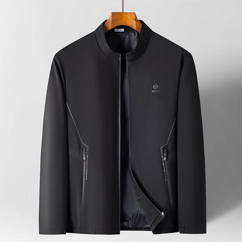 Herren Vatermantel Frühling und Sommer Freizeit Einfarbige Jacke All Match Jacke Mittleren Alters und Älterer Baseball Kleidung Frühling und Herbst Dünn 4XL/195 von Joom DACH