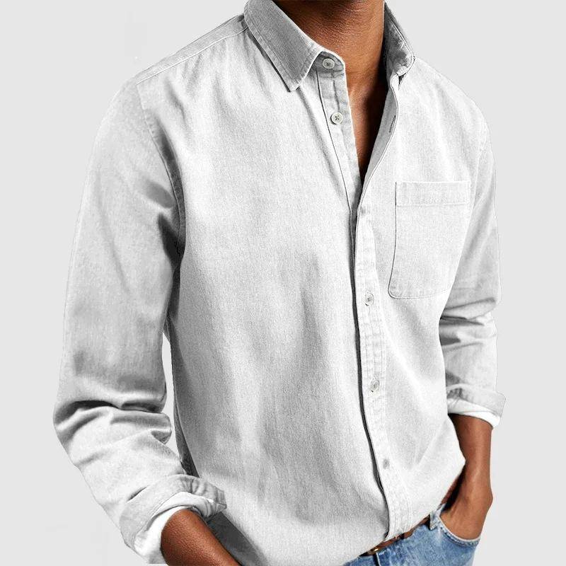 Herren Vintage Businesshemd Lässig Temperament Einfarbig Langarm Reverskragen Hemden mit Knopf Schlicht Herbst Freizeitkleidung XXXXL weiß von Joom DACH