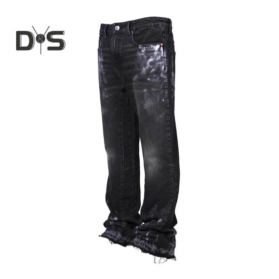 Herren Vintage Jeans Lässige Gerade Denimhose Mittlere Taille Distressed Washed Hose mit Taschen für Streetwear Reisen M schwarz von Joom DACH