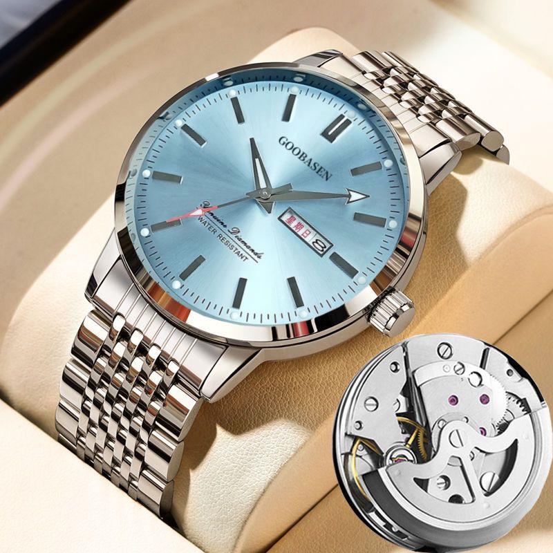 Herren Vollautomatische Leuchtende Mechanische Uhr - Wasserdicht, Modisch, Hohl-Design mit Doppelkalender. von Joom DACH