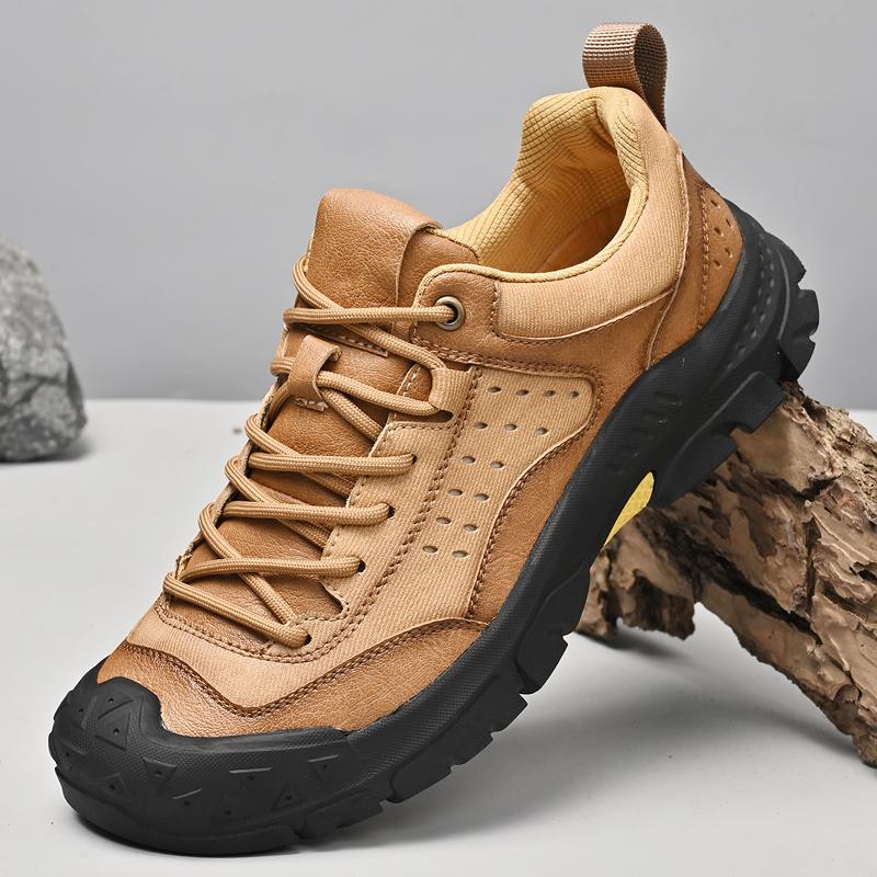 Herren Wanderschuhe aus echtem Leder Outdoor Bergsteigen Low-Top Schuhe 42 braun von Joom DACH