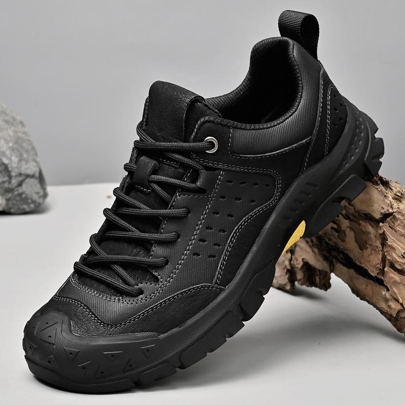 Herren Wanderschuhe aus echtem Leder Outdoor Bergsteigen Low-Top Schuhe 44 schwarz von Joom DACH