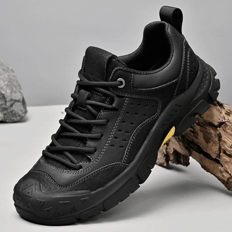 Herren Wanderschuhe aus echtem Leder Outdoor Bergsteigen Low-Top Schuhe 44 schwarz von Joom DACH