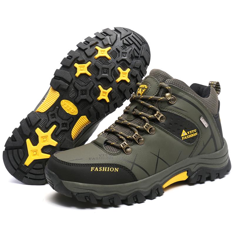 Herren-Wanderstiefel, wasserdichte Outdoor-Sportschuhe, Leder-Sneaker, Herren, Übergröße 39–47 47 armee grüne von Joom DACH