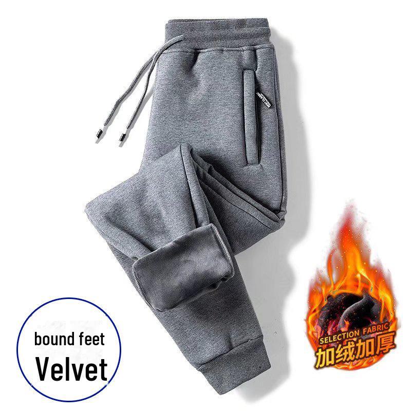 Herren Warme Fleece Slim Sweatpants - Herbst/Winter Lässig Dick Gerade Lange Hose XL (115-130 lbs) von Joom DACH
