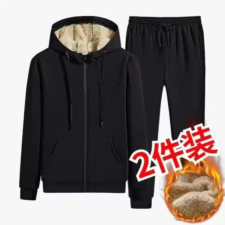 Herren Warmes Fleecegefüttertes Kapuzen-Cardigan-Sweatshirt - Baumwolle, Sportlich Lässig, Lockere Passform M von Joom DACH