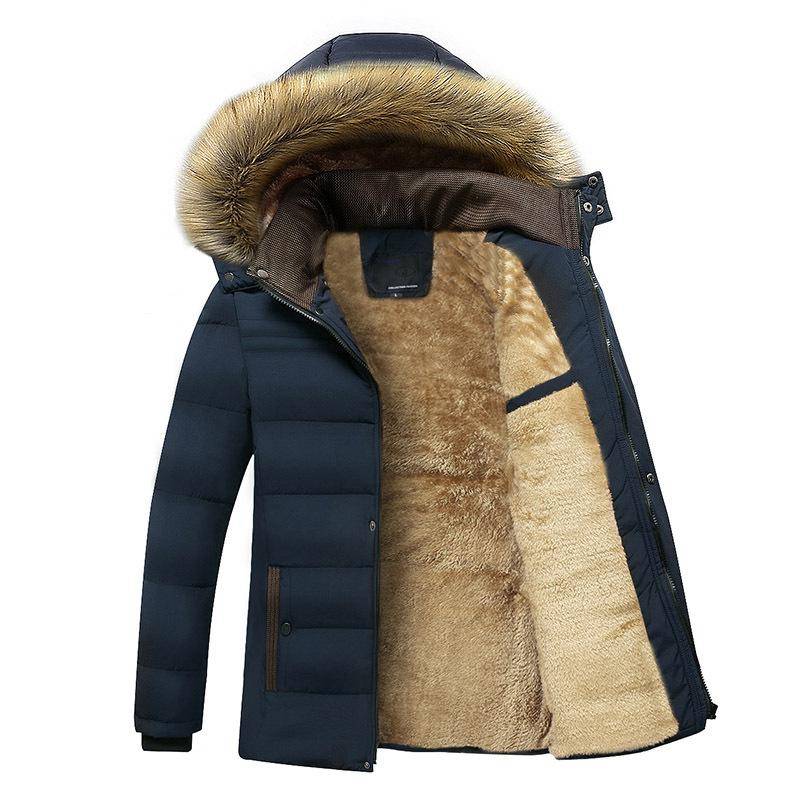 Herren Wasserdicht Mit Kapuze Pelz Kragen Parka Jacke Mantel Männer Herbst Mode Casual Parkas Männer Winter 2XL blau von Joom DACH