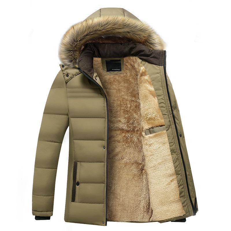 Herren Wasserdicht Mit Kapuze Pelz Kragen Parka Jacke Mantel Männer Herbst Mode Casual Parkas Männer Winter 2XL khaki von Joom DACH
