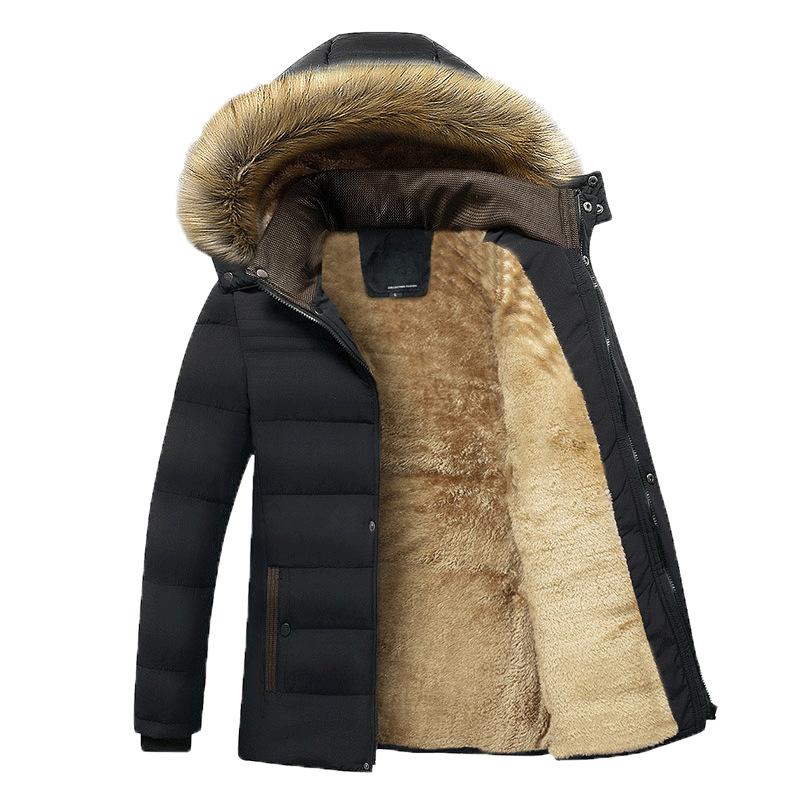 Herren Wasserdicht Mit Kapuze Pelz Kragen Parka Jacke Mantel Männer Herbst Mode Casual Parkas Männer Winter 5XL schwarz von Joom DACH