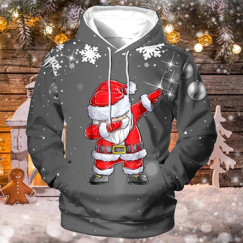 Herren Weihnachten Lustiger Kapuzenpullover Weihnachtsmann Aufdruck Sweatshirt Herbst Designer Langarm Übergroße Kleidung Cartoon Kapuzenpullover für Männer 2XL von Joom DACH