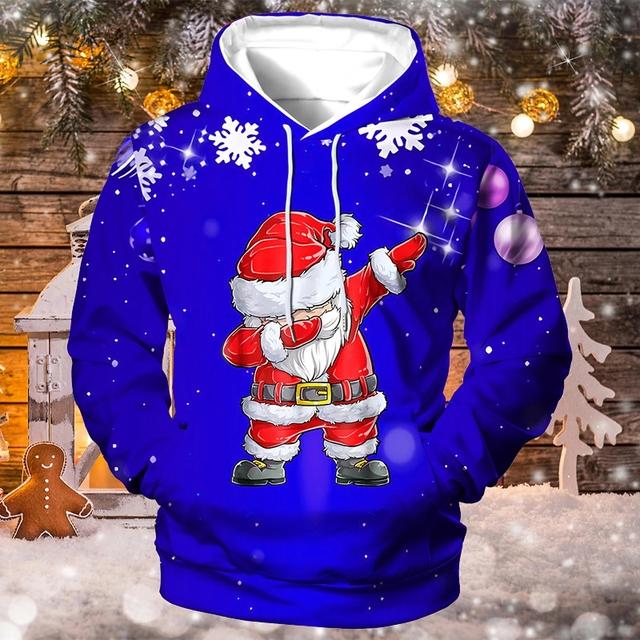 Herren Weihnachten Lustiger Kapuzenpullover Weihnachtsmann Aufdruck Sweatshirt Herbst Designer Langarm Übergroße Kleidung Cartoon Kapuzenpullover für Männer 4XL von Joom DACH