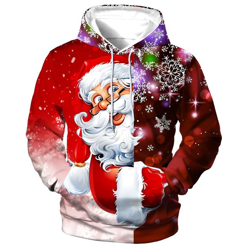 Herren Weihnachten Lustiger Kapuzenpullover Weihnachtsmann Aufdruck Sweatshirt Herbst Designer Langarm Übergroße Kleidung Cartoon Kapuzenpullover für Männer 5XL von Joom DACH