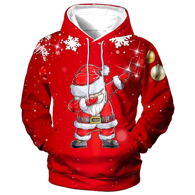 Herren Weihnachten Lustiger Kapuzenpullover Weihnachtsmann Aufdruck Sweatshirt Herbst Designer Langarm Übergroße Kleidung Cartoon Kapuzenpullover für Männer L von Joom DACH