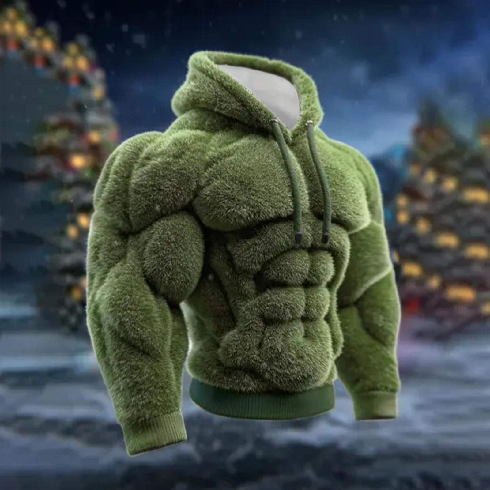 Herren Weihnachten Muskel Hässlicher Druck Langarm Lässiges Sport Kapuzensweatshirt XL von Joom DACH