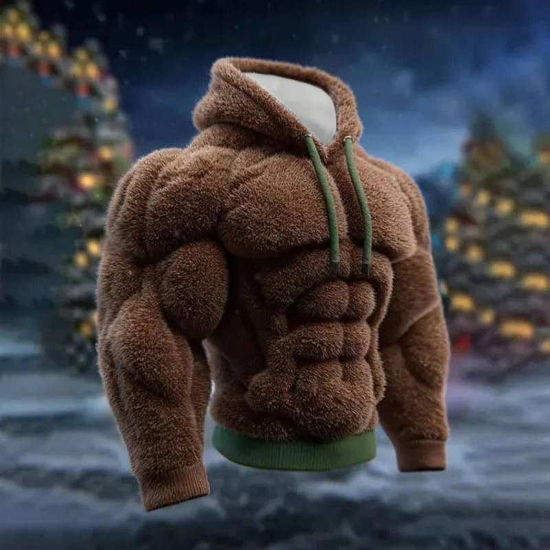 Herren Weihnachten Muskel Hässlicher Druck Langarm Lässiges Sport Kapuzensweatshirt XXL braun von Joom DACH